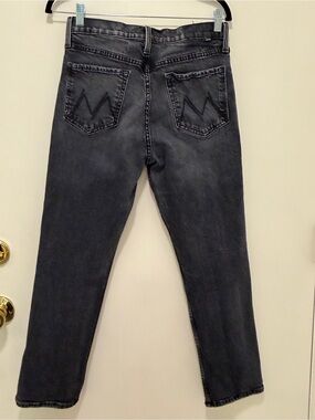 MOTHER “The Tomcat Ankle” Black Washed High-Rise Straight Jeans - 30